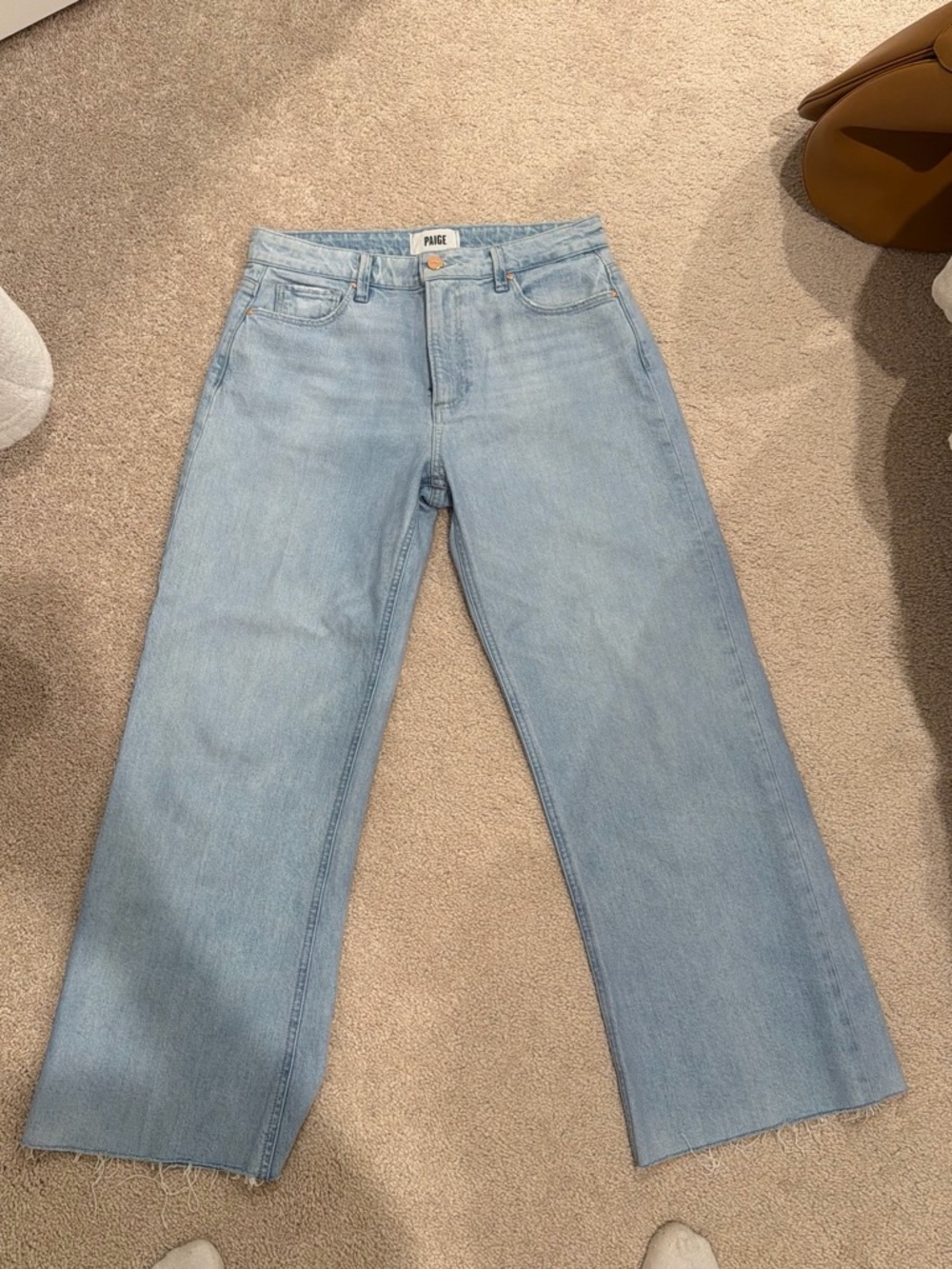 PAIGE Light Blue Wide-Leg High-Rise Jeans